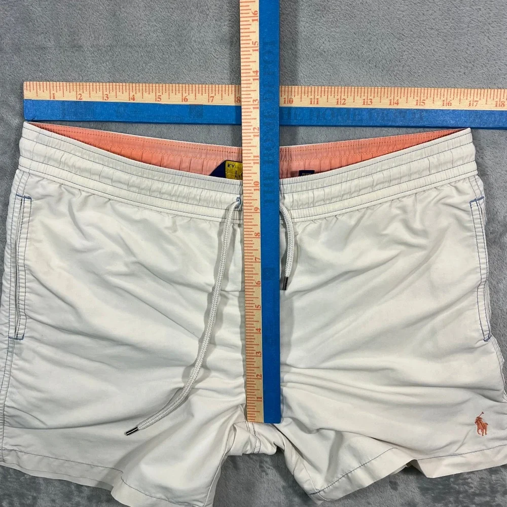 Polo Ralph Lauren Men Small Cream Swim Trunks Mesh Liner Shorts Beach Resort
